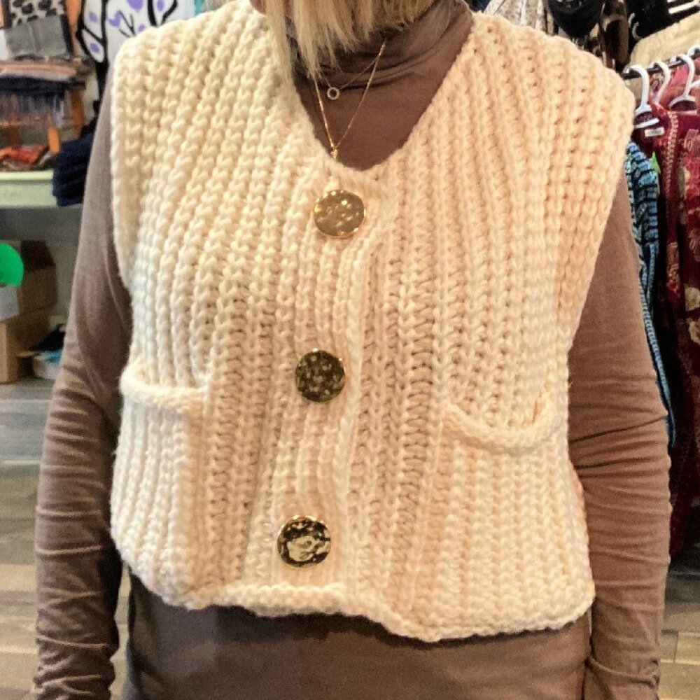 Slub Knit Sweater Vest